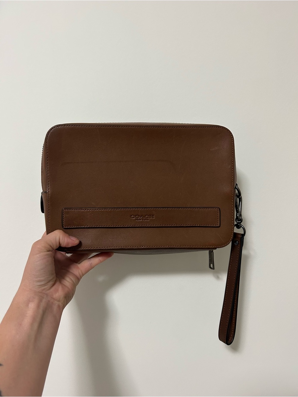 Coach Men’s Leather Travel Organizer Zip Folio Wristlet Luggage Pass Through